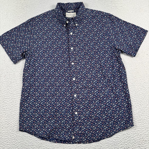 Denim & Supply‎ Ralph Lauren Shirt Men's L Hawaiian Floral S/S Button Front Blue - Picture 2 of 8